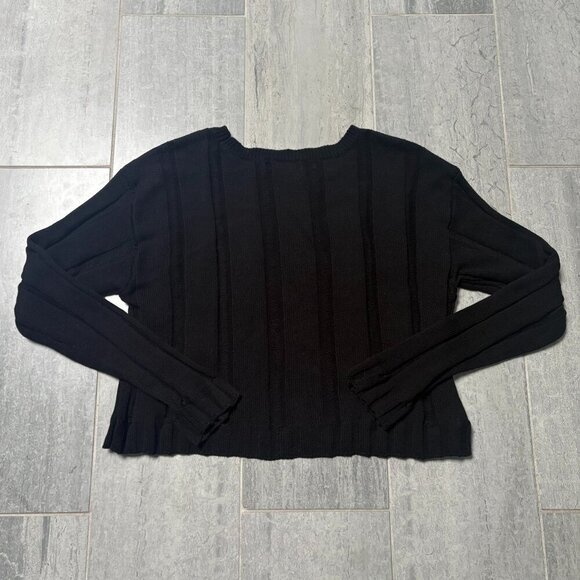 525 America Cropped Knit Oversized Crewneck Sweater Black Size M/L - Picture 4 of 8